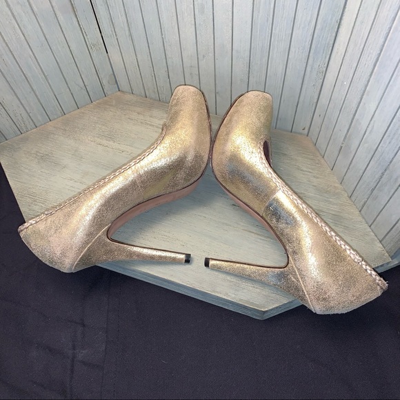 Cordon Como Gold Leather Platform Heels Made in Brazil 8 - Picture 9 of 9